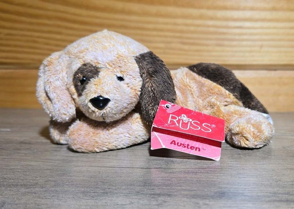 Russ Luv Pets Austen Brown Tan Puppy Dog Stuffed Beanbag Plush Toy 6” w/Tags